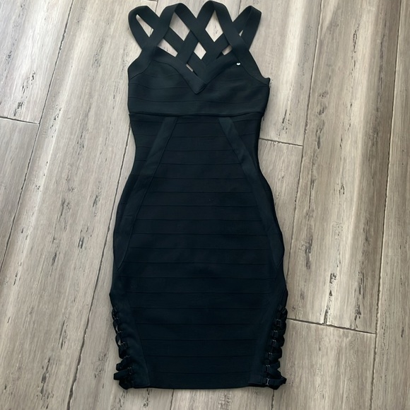 Guess Los Angeles Luxe Strappy Mesh bandage Corset Ties Bodycon Dress S - Picture 11 of 12